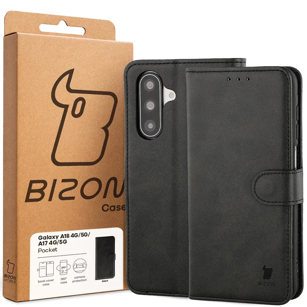 Handyhülle mit Klappe für Galaxy A18 / A17, Bizon Case Pocket, Schwarz (6/6)