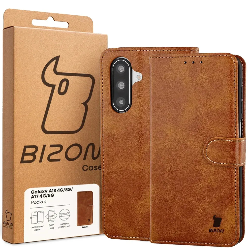 Handyhülle mit Klappe für Galaxy A18 / A17, Bizon Case Pocket, Braun (6/6)