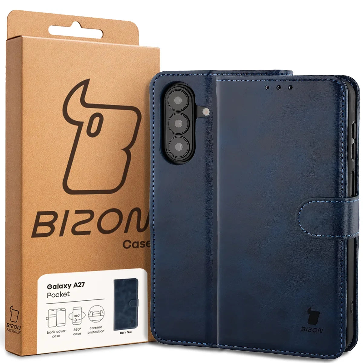 Handyhülle mit Klappe für Galaxy A27 5G, Bizon Case Pocket, Dunkelblau