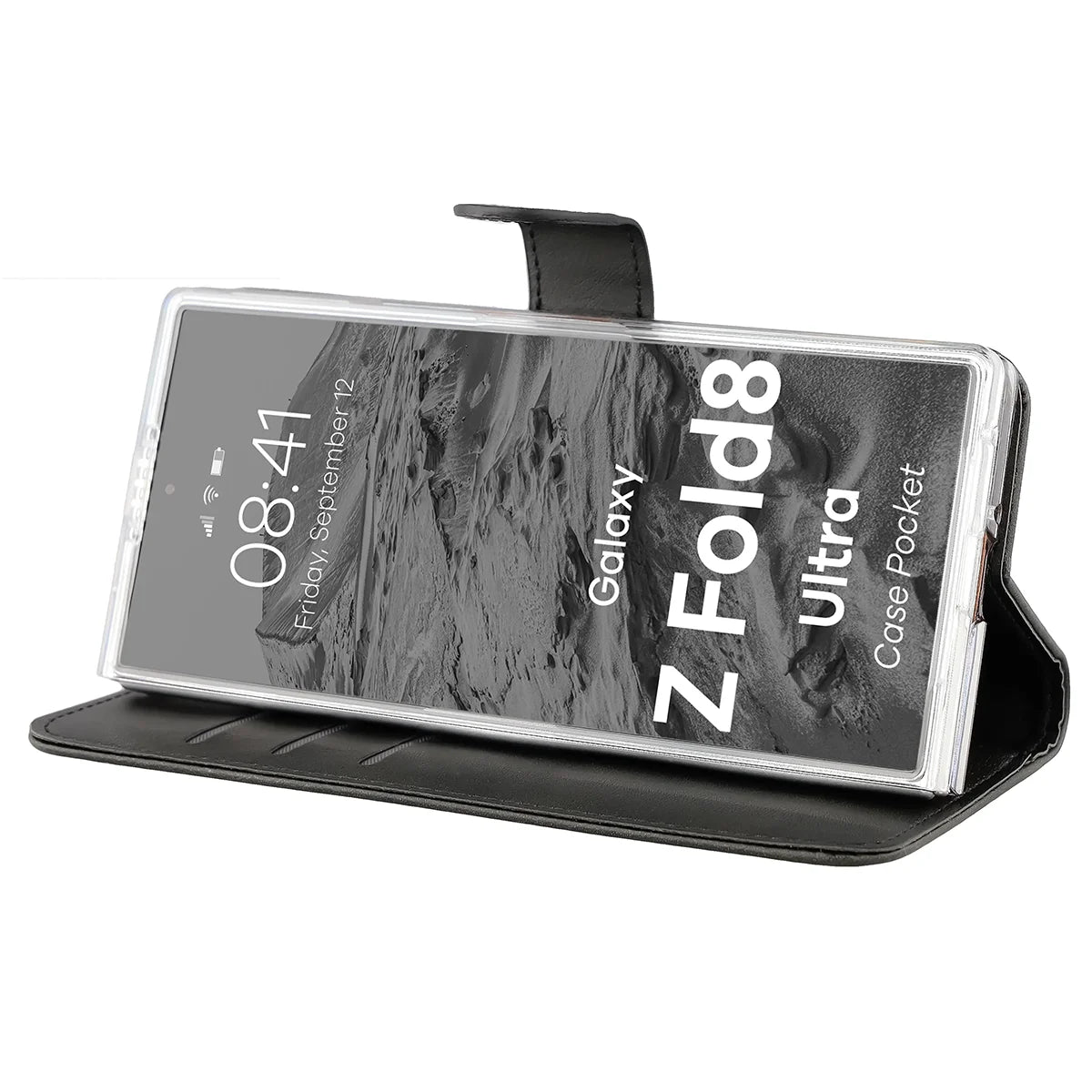Handyhülle mit Klappe für Galaxy Z Fold8 Ultra, Bizon Case Pocket, Schwarz (5/7)