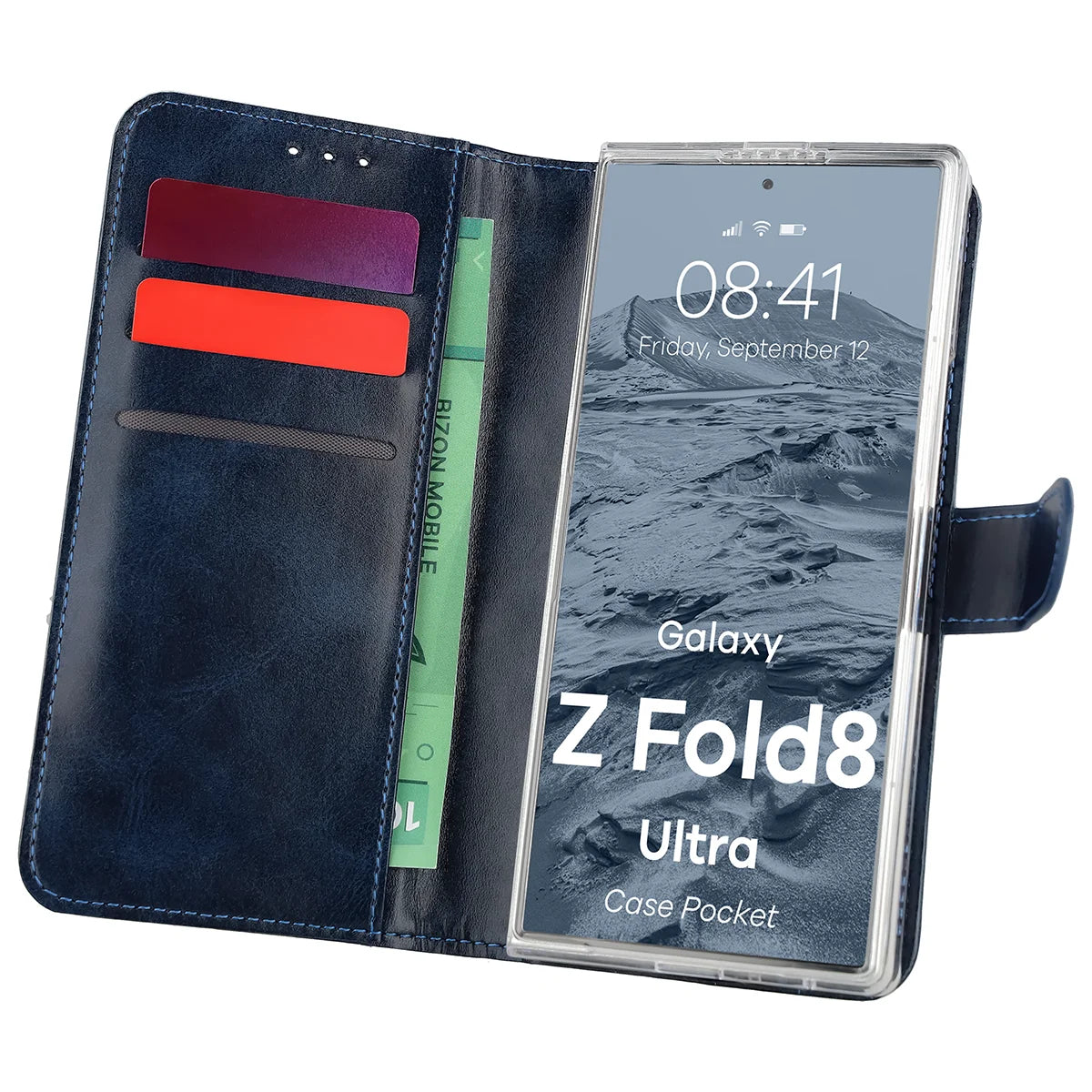 Handyhülle mit Klappe für Galaxy Z Fold8 Ultra, Bizon Case Pocket, Dunkelblau (1/7)