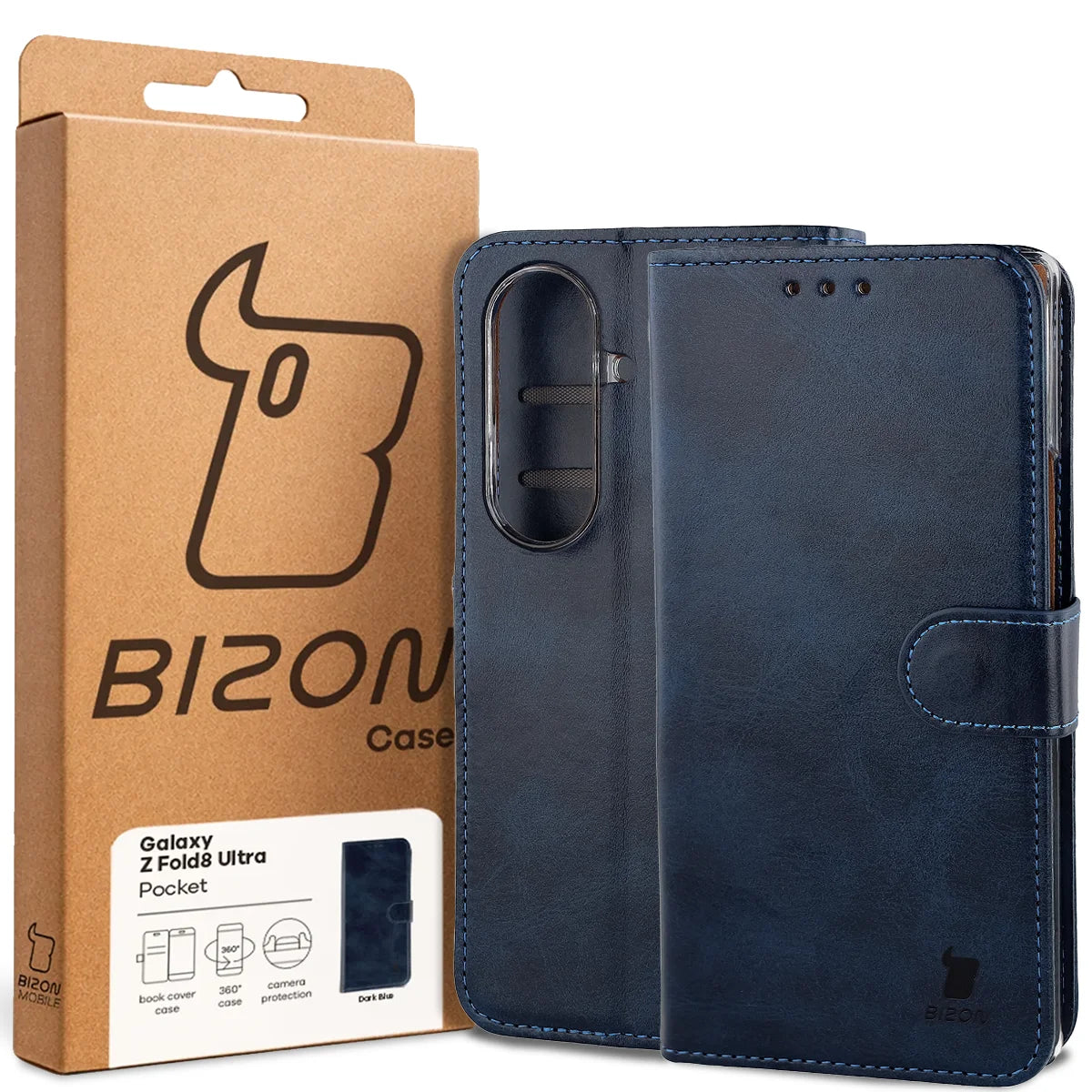 Handyhülle mit Klappe für Galaxy Z Fold8 Ultra, Bizon Case Pocket, Dunkelblau (7/7)