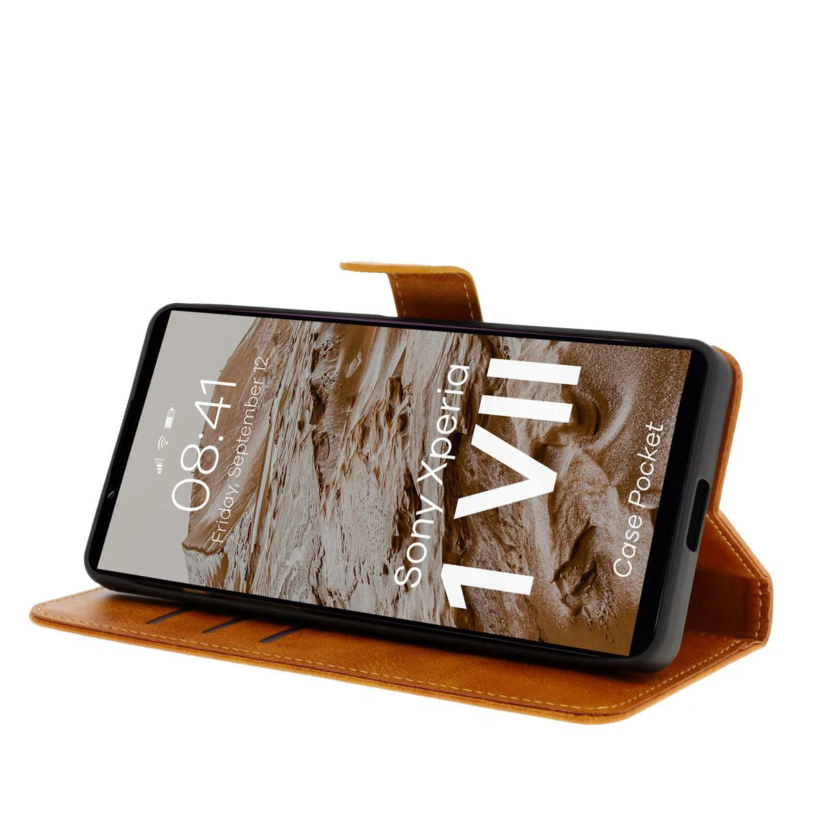 Handyhülle mit Klappe für Xperia 1 VII, Bizon Case Pocket, Braun