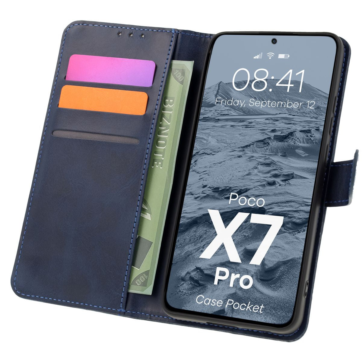 Handyhülle mit Klappe für Xiaomi Poco X7 Pro, Bizon Case Pocket, Dunke