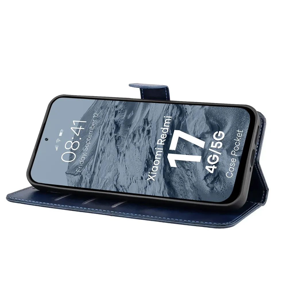 Handyhülle mit Klappe für Xiaomi Redmi 17 4G/5G, Bizon Case Pocket, Dunkelblau (5/6)