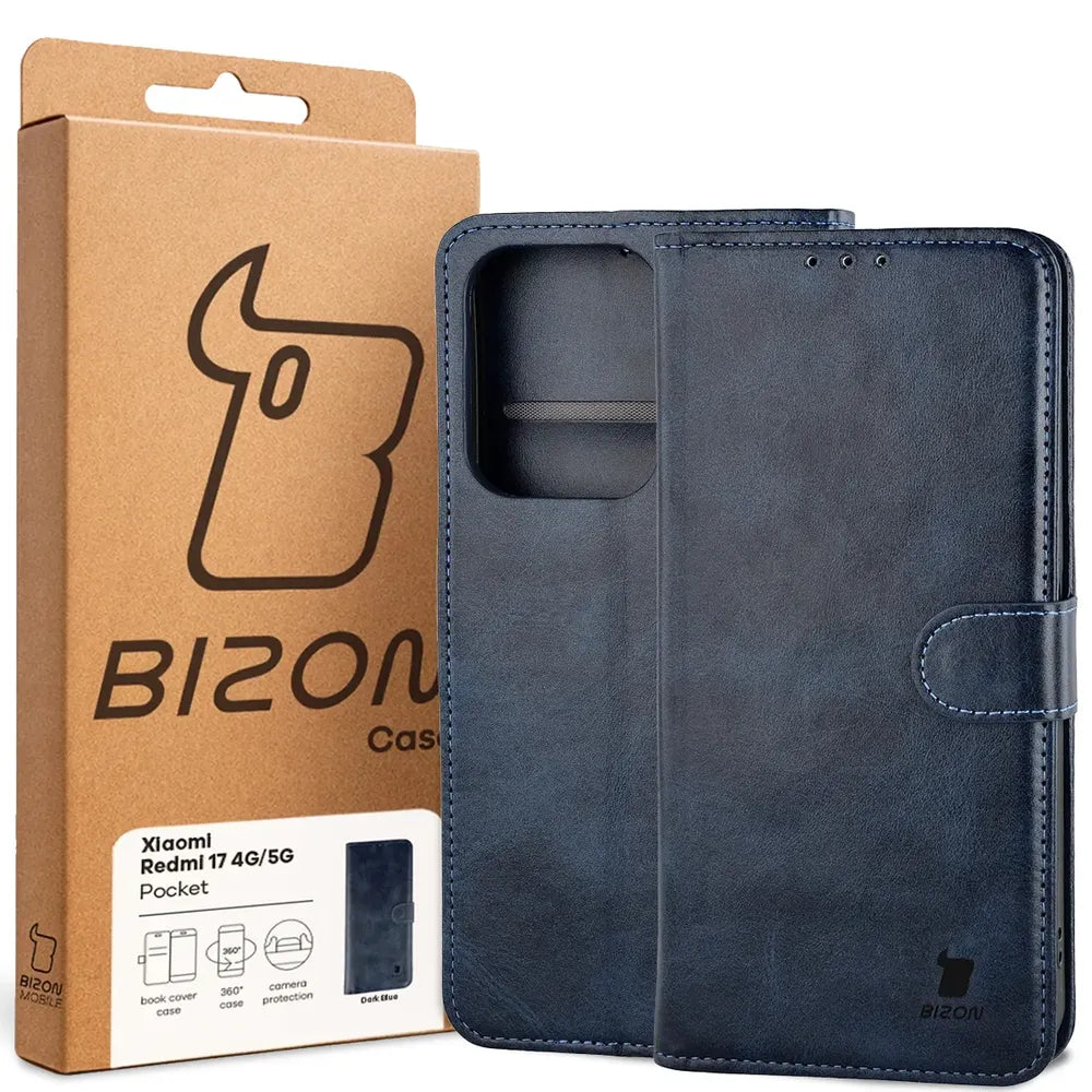 Handyhülle mit Klappe für Xiaomi Redmi 17 4G/5G, Bizon Case Pocket, Dunkelblau (6/6)