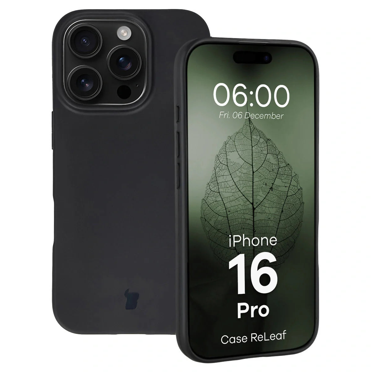 recycelte handyhülle Recycelte Handyhülle Bizon ReLeaf für iPhone 16 Pro, Schwarz