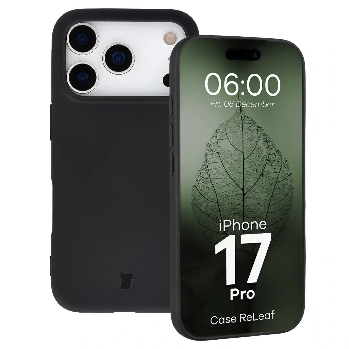 Recycelte Handyhülle Bizon ReLeaf für iPhone 17 Pro, Schwarz