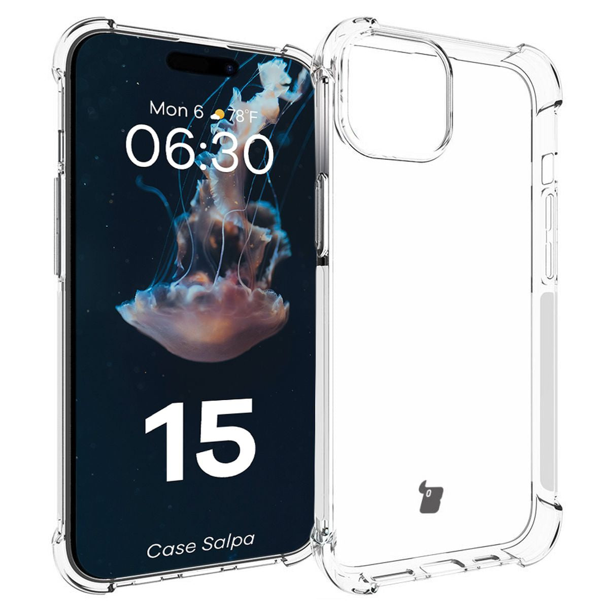 Flexible Schutzhülle für iPhone 15, Bizon Case Salpa, Transparent