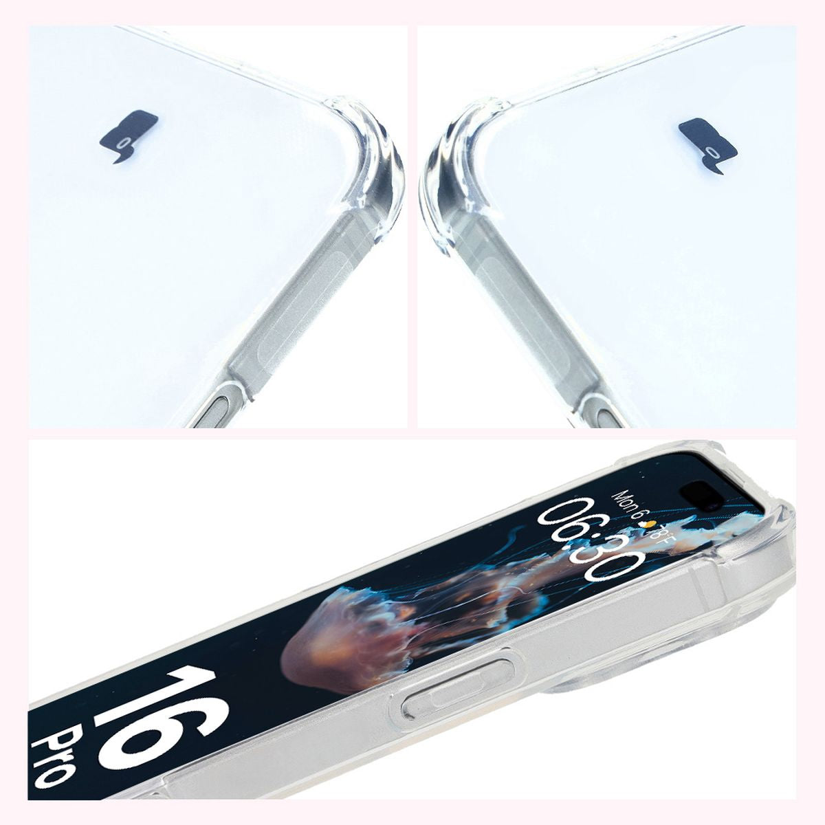 Flexible Handyhülle für iPhone 16 Pro, Bizon Case Salpa, Transparent