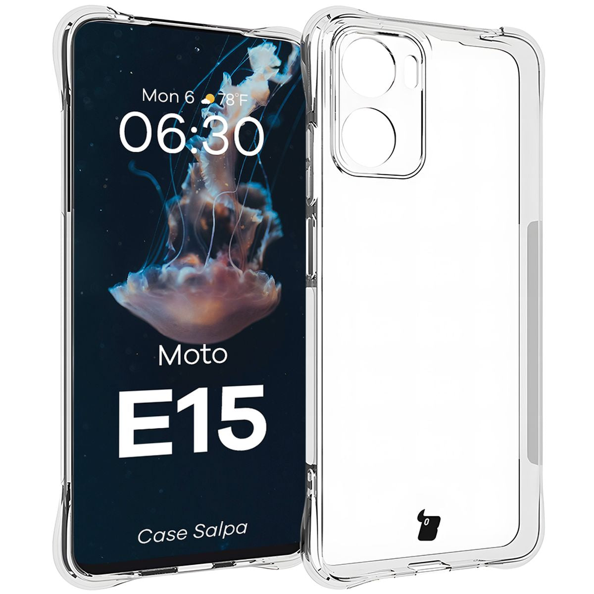 Flexible Handyhülle für Motorola Moto E15, Bizon Case Salpa, Transparent