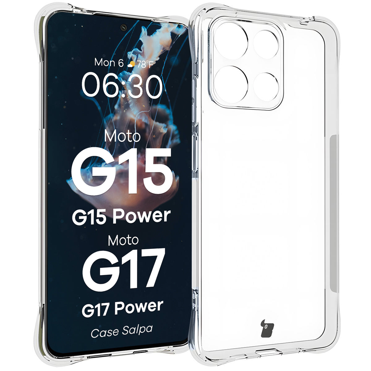 Flexible Handyhülle für Motorola Moto G17 / G17 Power / G15 / G15 Power, Bizon Case Salpa, Transparent