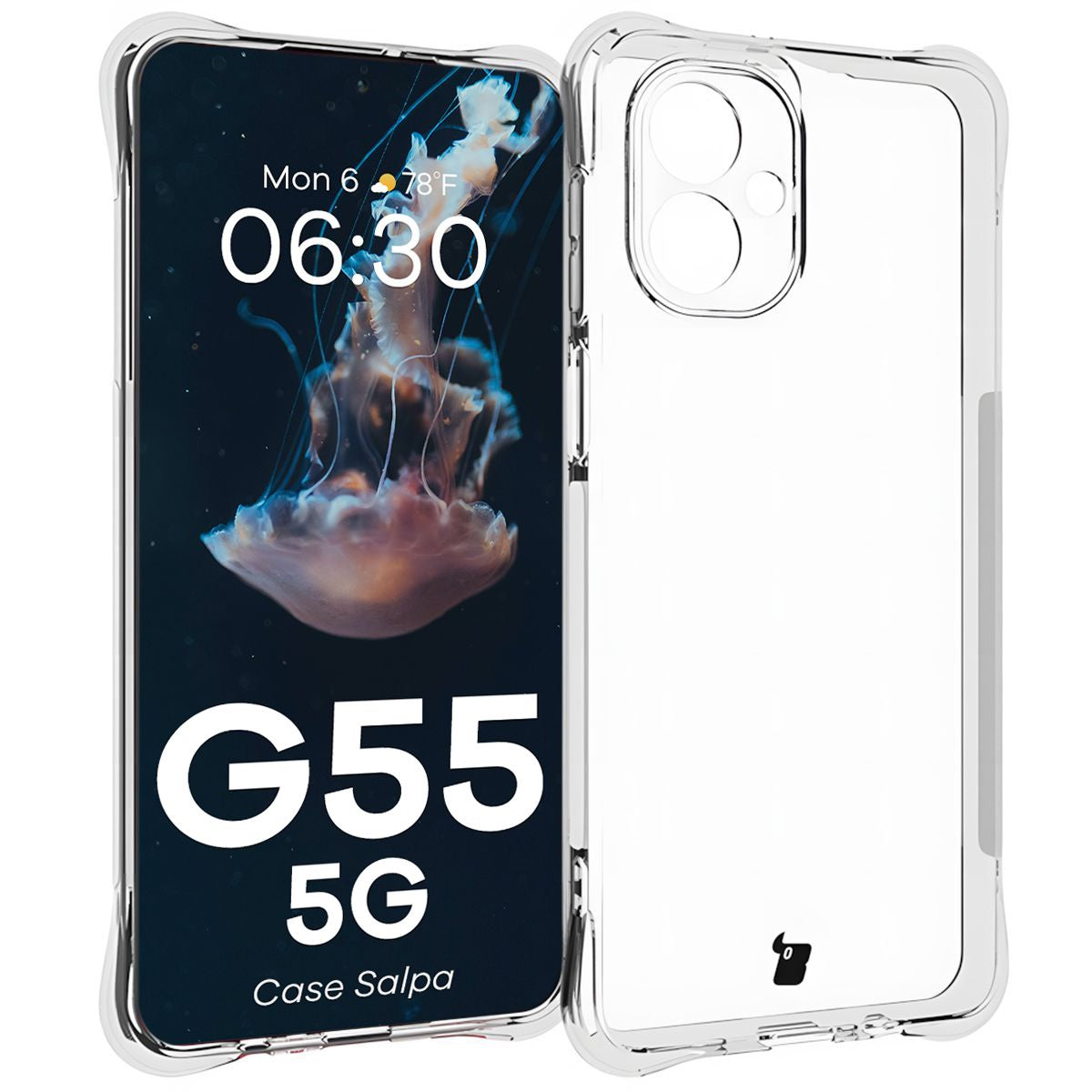 Flexible Handyhülle für Motorola Moto G55 5G, Bizon Case Salpa, Transparent