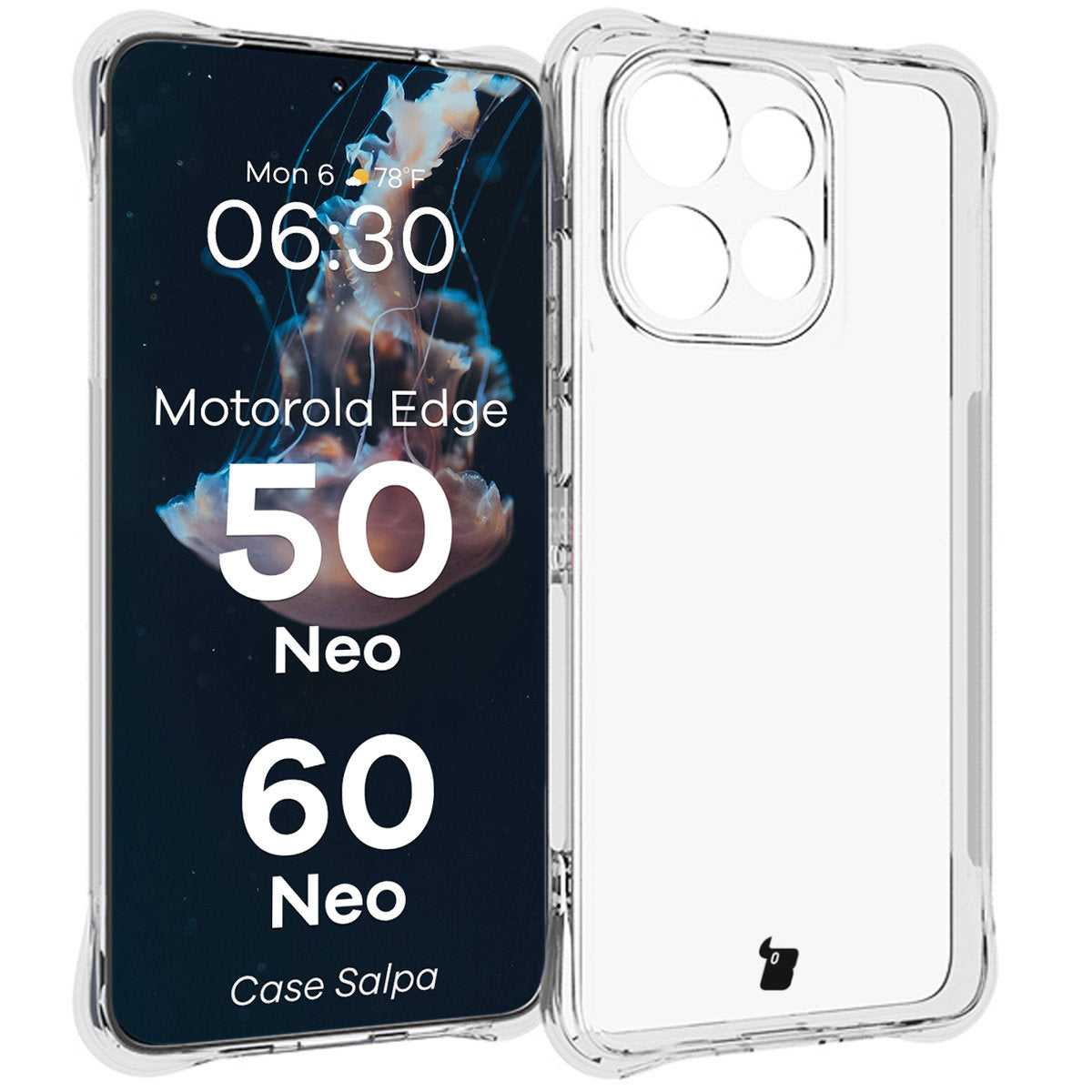 Flexible Handyhülle für Motorola Edge 50 Neo / 60 Neo, Bizon Case Salpa, Transparent