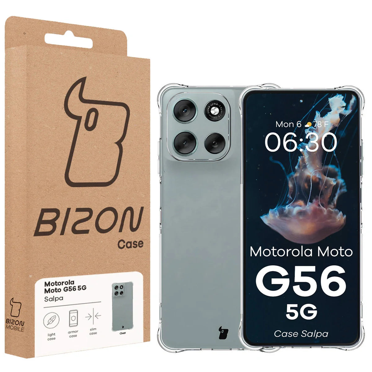 Flexible Handyhülle für Motorola Moto G56 5G, Bizon Case Salpa, Transparent