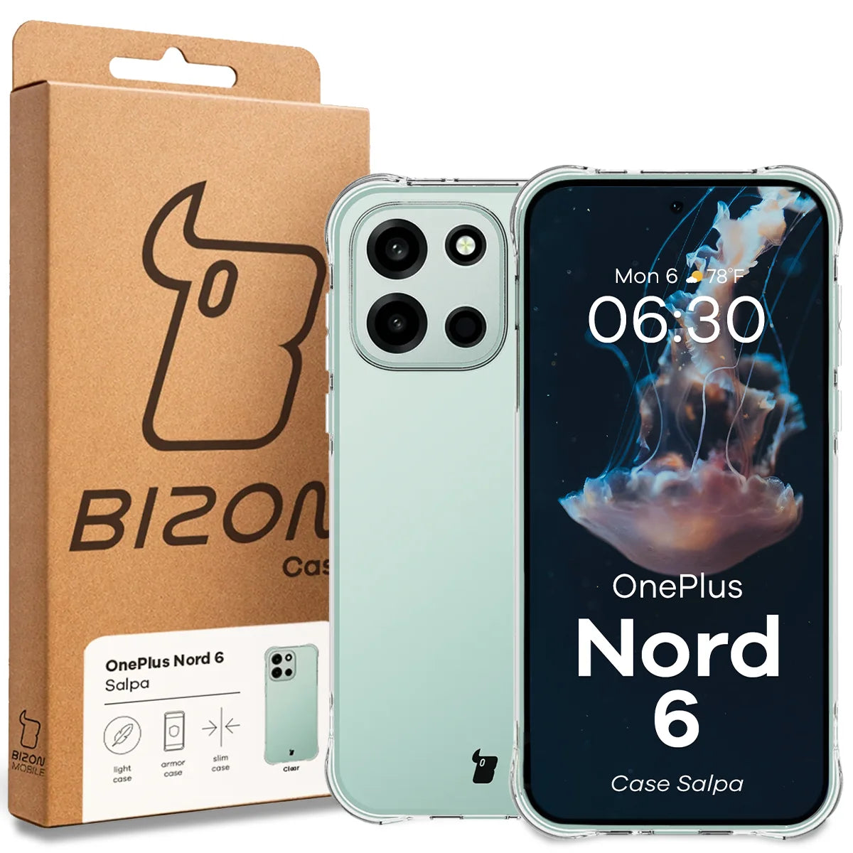 Flexible Handyhülle für OnePlus Nord 6, Bizon Case Salpa, Transparent