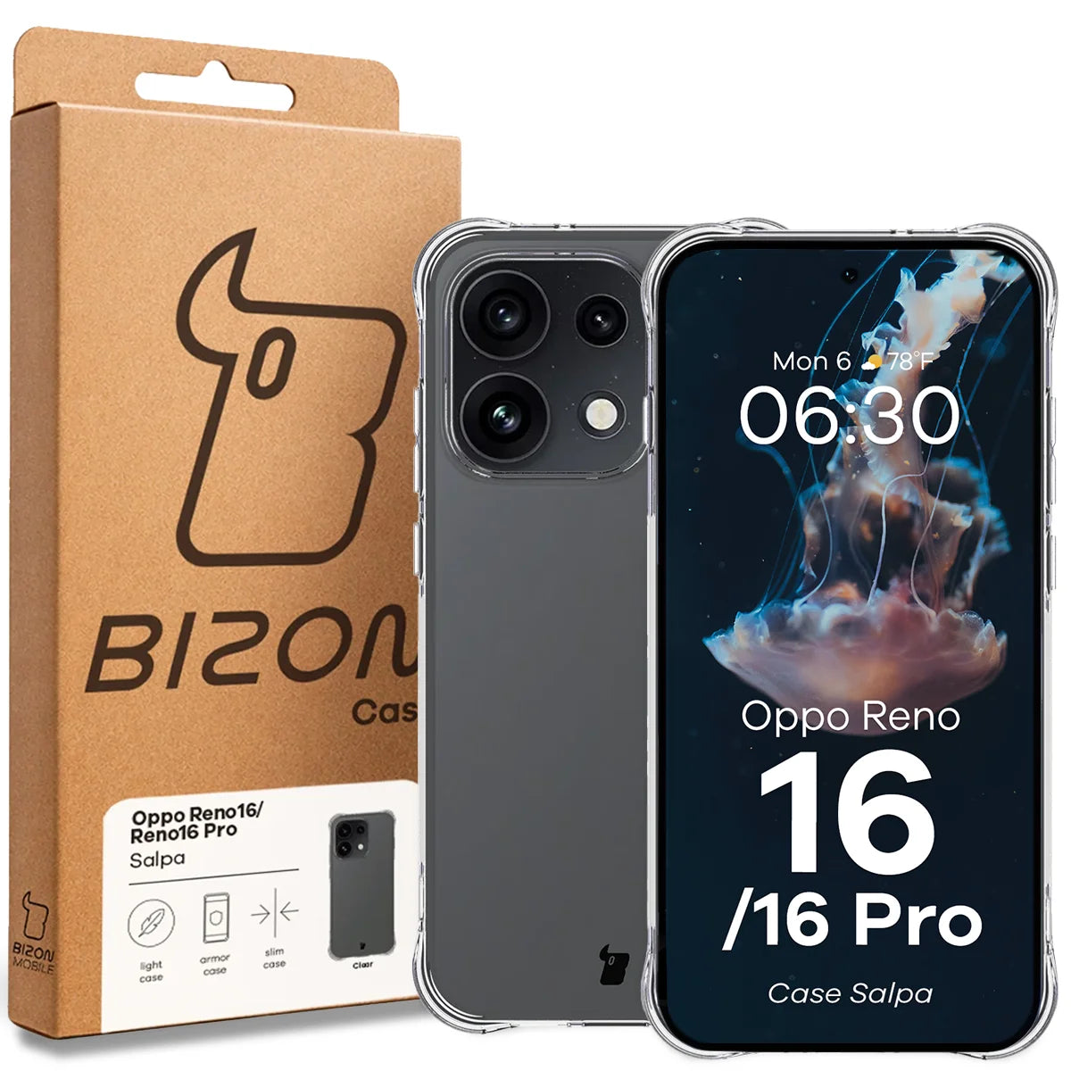 Flexible Handyhülle für Oppo Reno16 / Reno16 Pro 5G, Bizon Case Salpa, Transparent