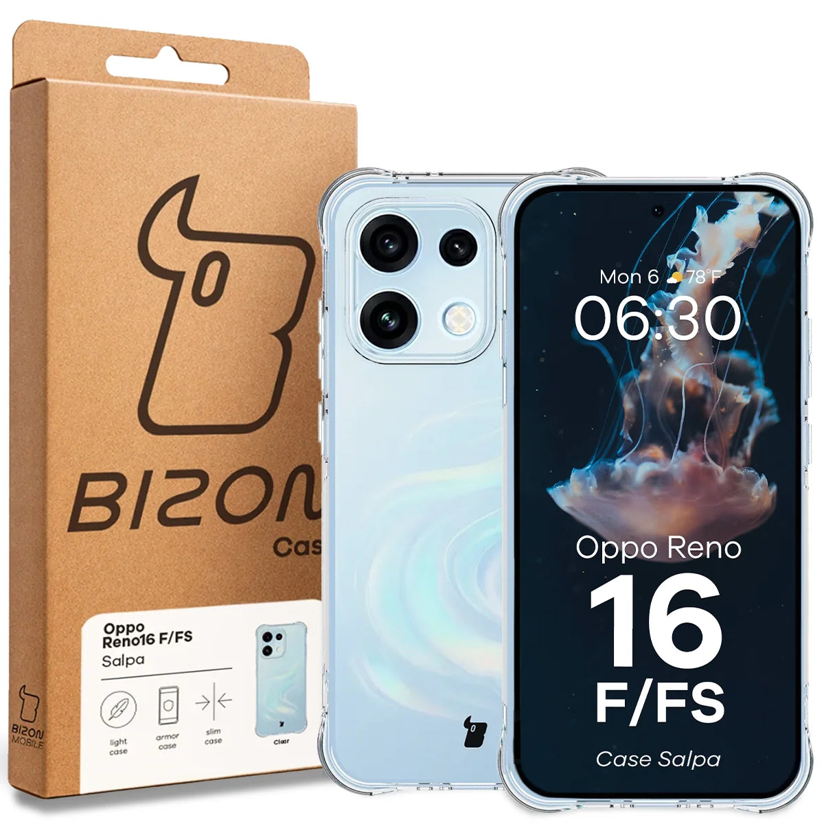 Flexible Handyhülle für Oppo Reno16 F / Reno16 FS 5G, Bizon Case Salpa, Transparent