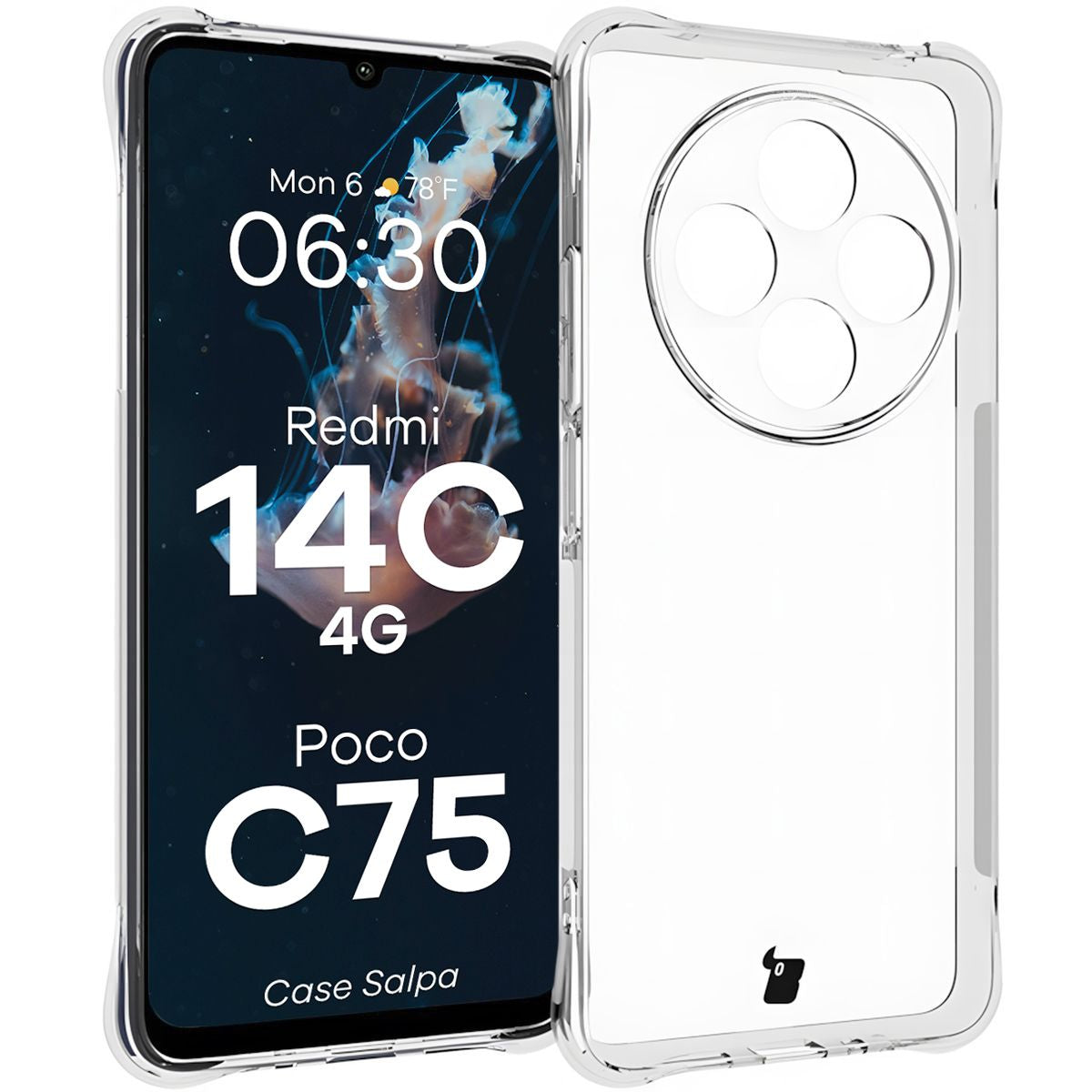 Flexible Handyhülle für Xiaomi Redmi 14C 4G / POCO C75, Bizon Case Salpa, Transparent