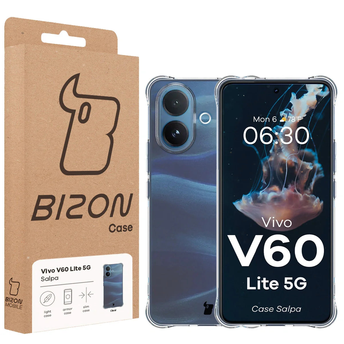 Flexible Handyhülle für Vivo V60 Lite 5G, Bizon Case Salpa, Transparent