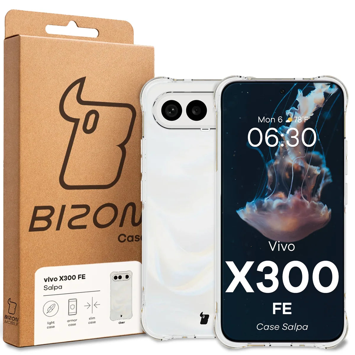 Flexible Handyhülle für Vivo X300 FE, Bizon Case Salpa, Transparent