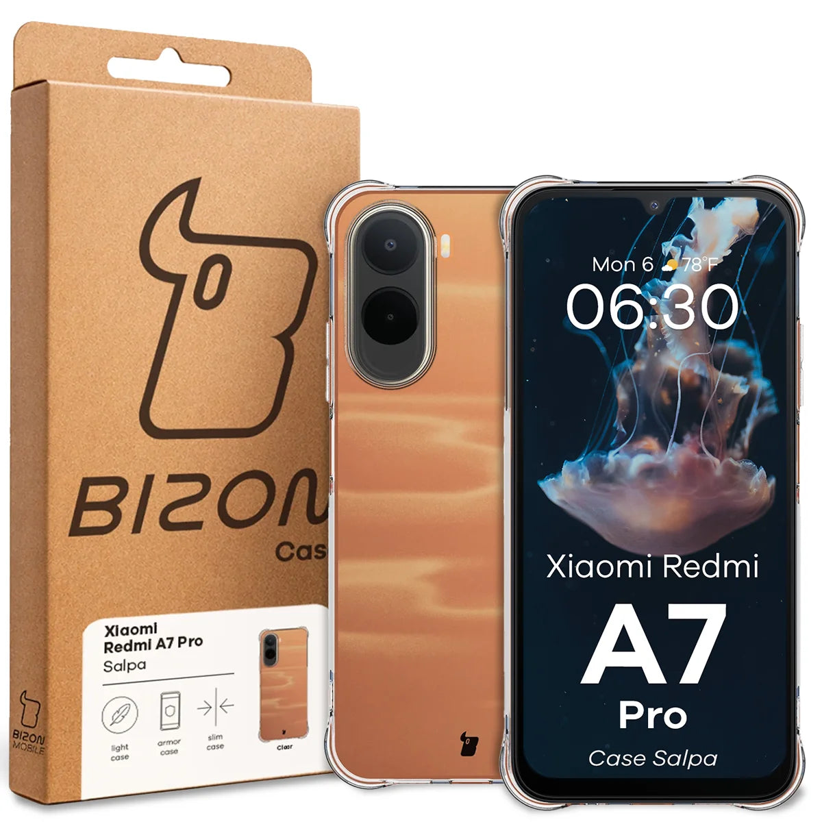 Flexible Handyhülle für Xiaomi Redmi A7 Pro, Bizon Case Salpa, Transparent