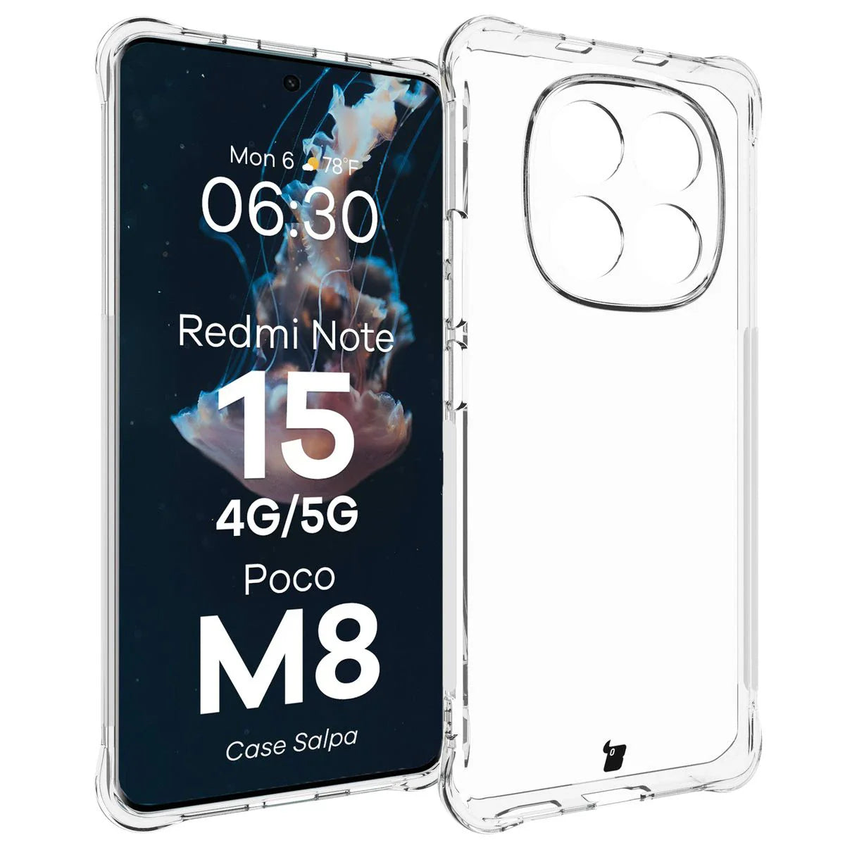 Flexible Handyhülle für Xiaomi Redmi Note 15 / POCO M8 5G, Bizon Case Salpa, Transparent