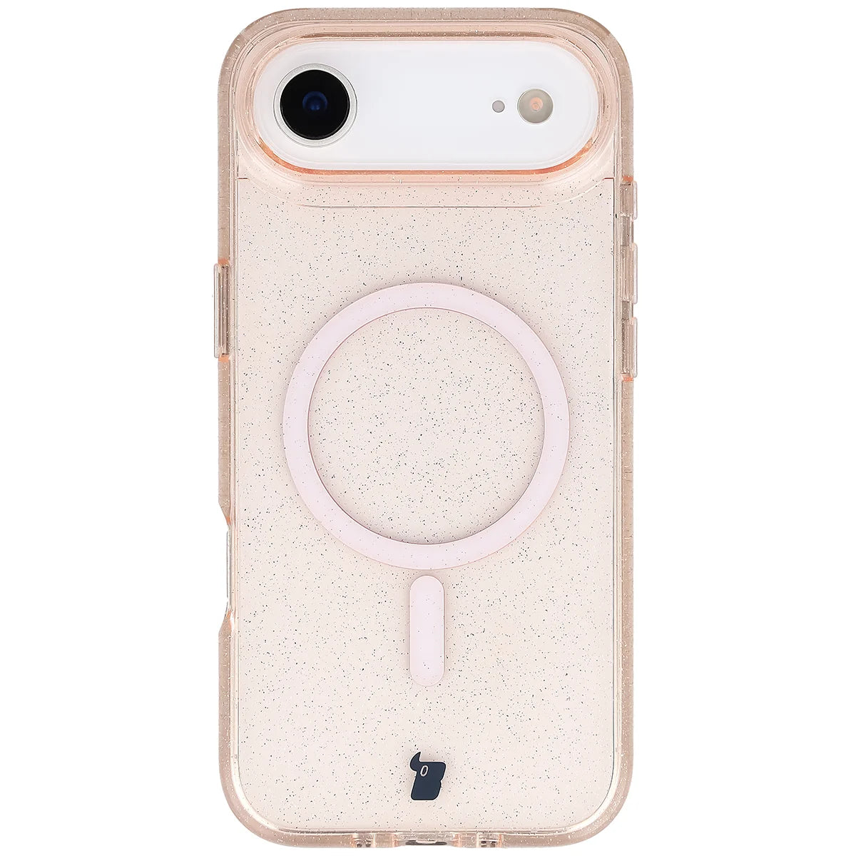 Glitzer Hülle mit Magnetring für iPhone Air, Bizon Case SparklO, Transparent-Hellorange mit Glitzer