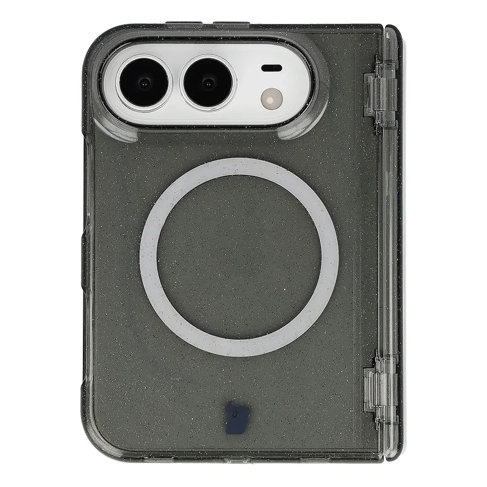 Glitzer Hülle mit Magnetring für iPhone Duo, Bizon Case SparklO, Transparent-Schwarz mit Glitzer (2/7)