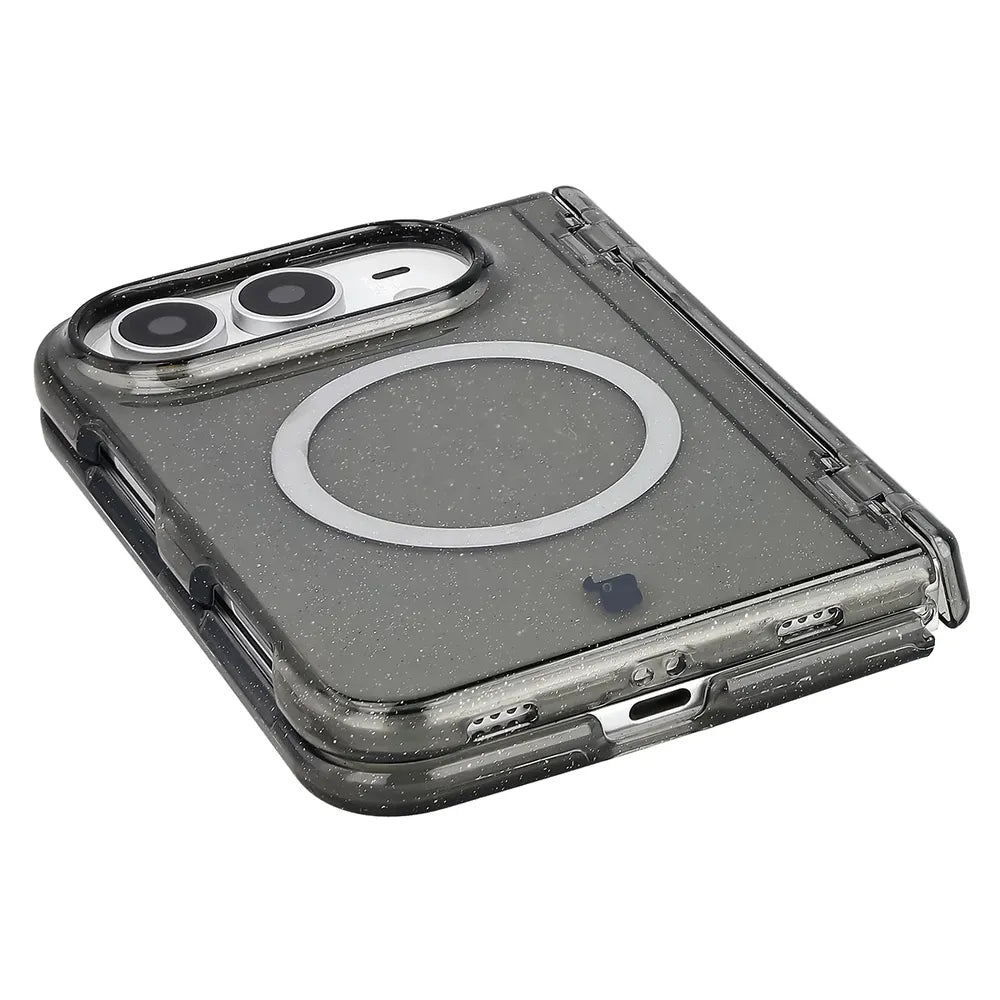 Glitzer Hülle mit Magnetring für iPhone Duo, Bizon Case SparklO, Transparent-Schwarz mit Glitzer (3/7)