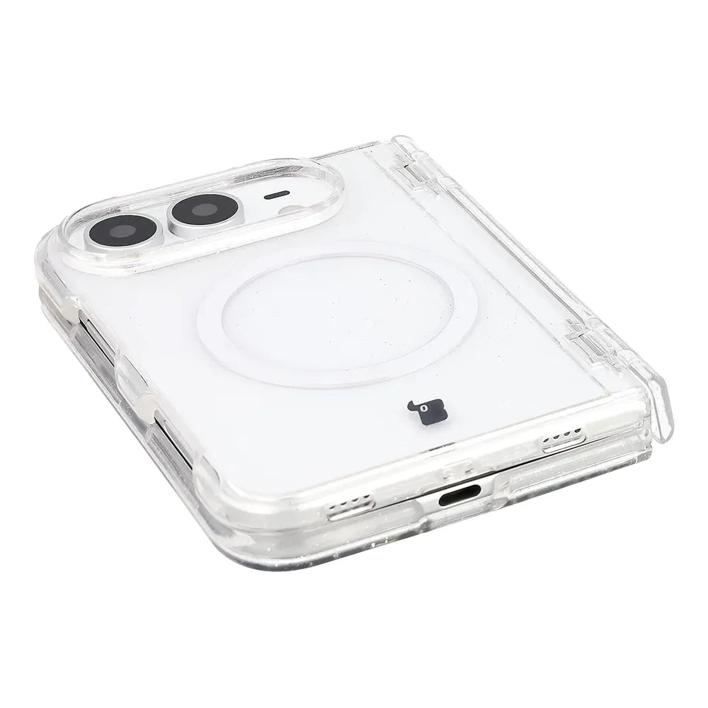Glitzer Hülle mit Magnetring für iPhone Duo, Bizon Case SparklO, Transparent mit Glitzer (3/7)