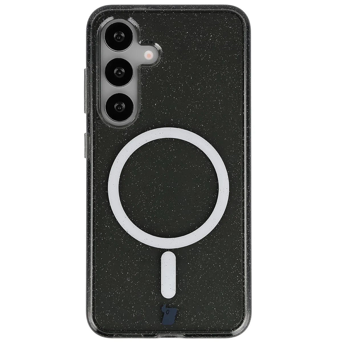 Glitzer Hülle mit Magnetring für Galaxy S25 / S24, Bizon Case SparklO, Transparent-Schwarz mit Glitzer