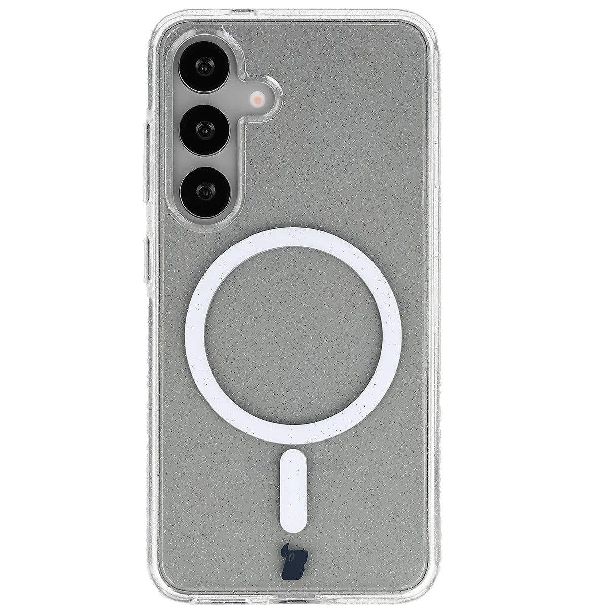 Glitzer Hülle mit Magnetring für Galaxy S25 / S24, Bizon Case SparklO, Transparent mit Glitzer