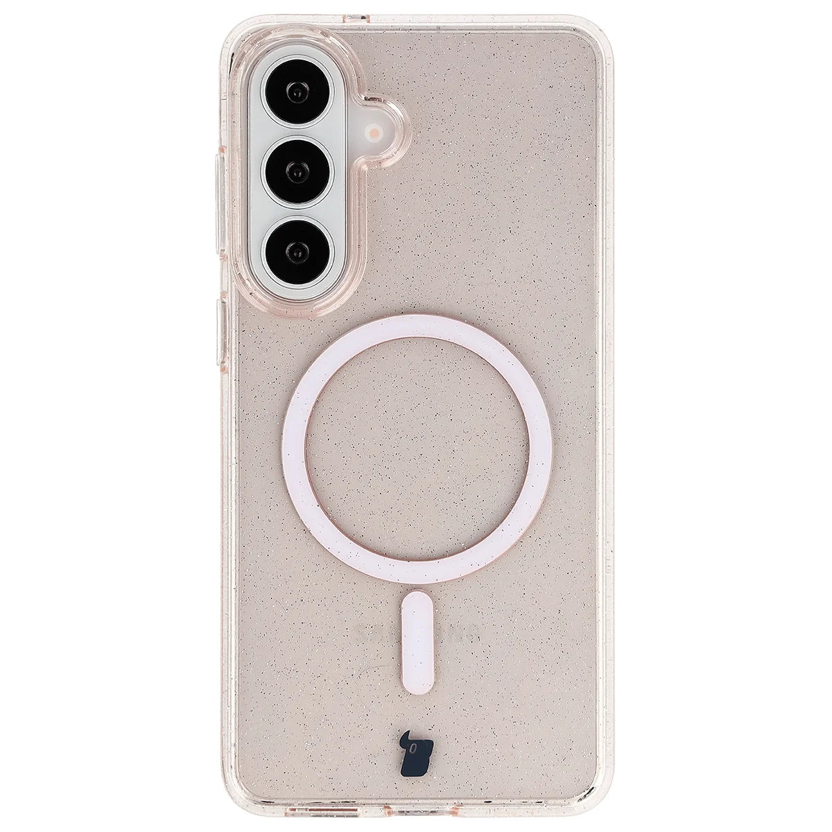 Glitzer Hülle mit Magnetring für Galaxy S26 Plus, Bizon Case SparklO, Transparent-Hellorange mit Glitzer