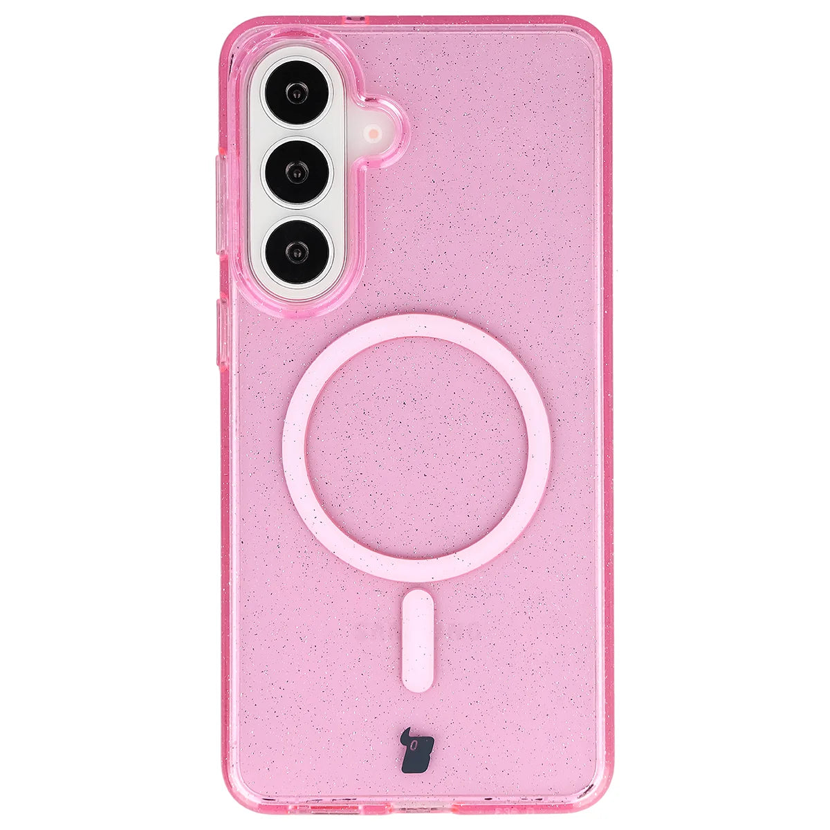 Glitzer Hülle mit Magnetring für Galaxy S26 Plus, Bizon Case SparklO, Transparent-Rosa mit Glitzer