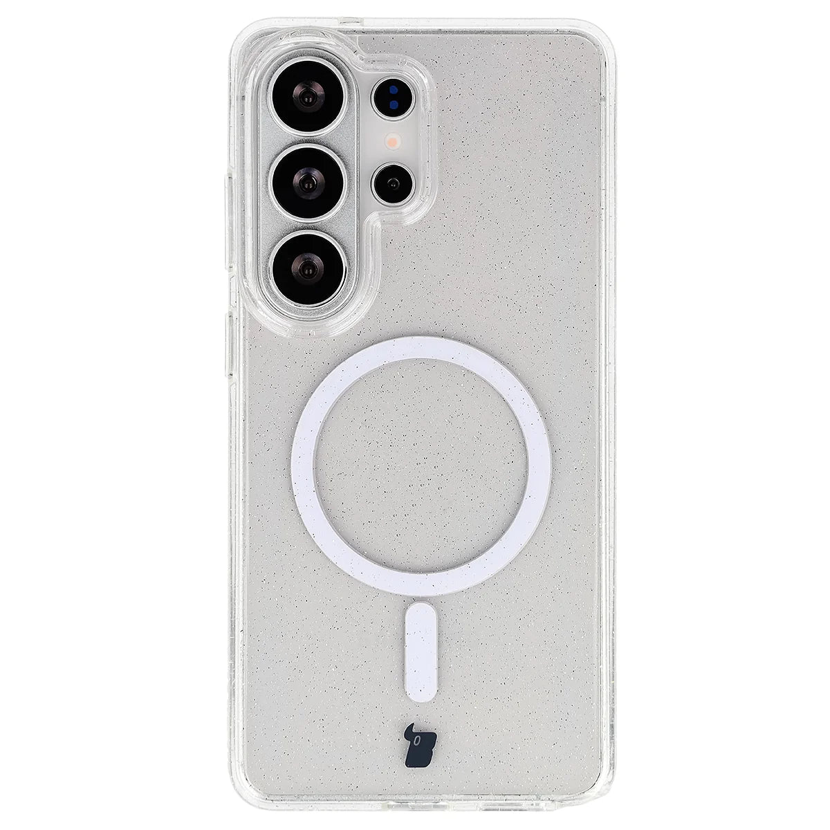 Glitzer Hülle mit Magnetring für Galaxy S26 Ultra, Bizon Case SparklO, Transparent mit Glitzer