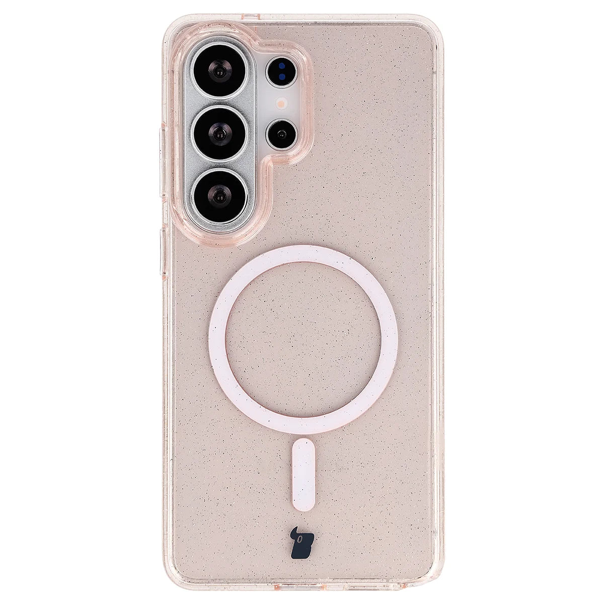 Glitzer Hülle mit Magnetring für Galaxy S26 Ultra, Bizon Case SparklO, Transparent-Hellorange mit Glitzer