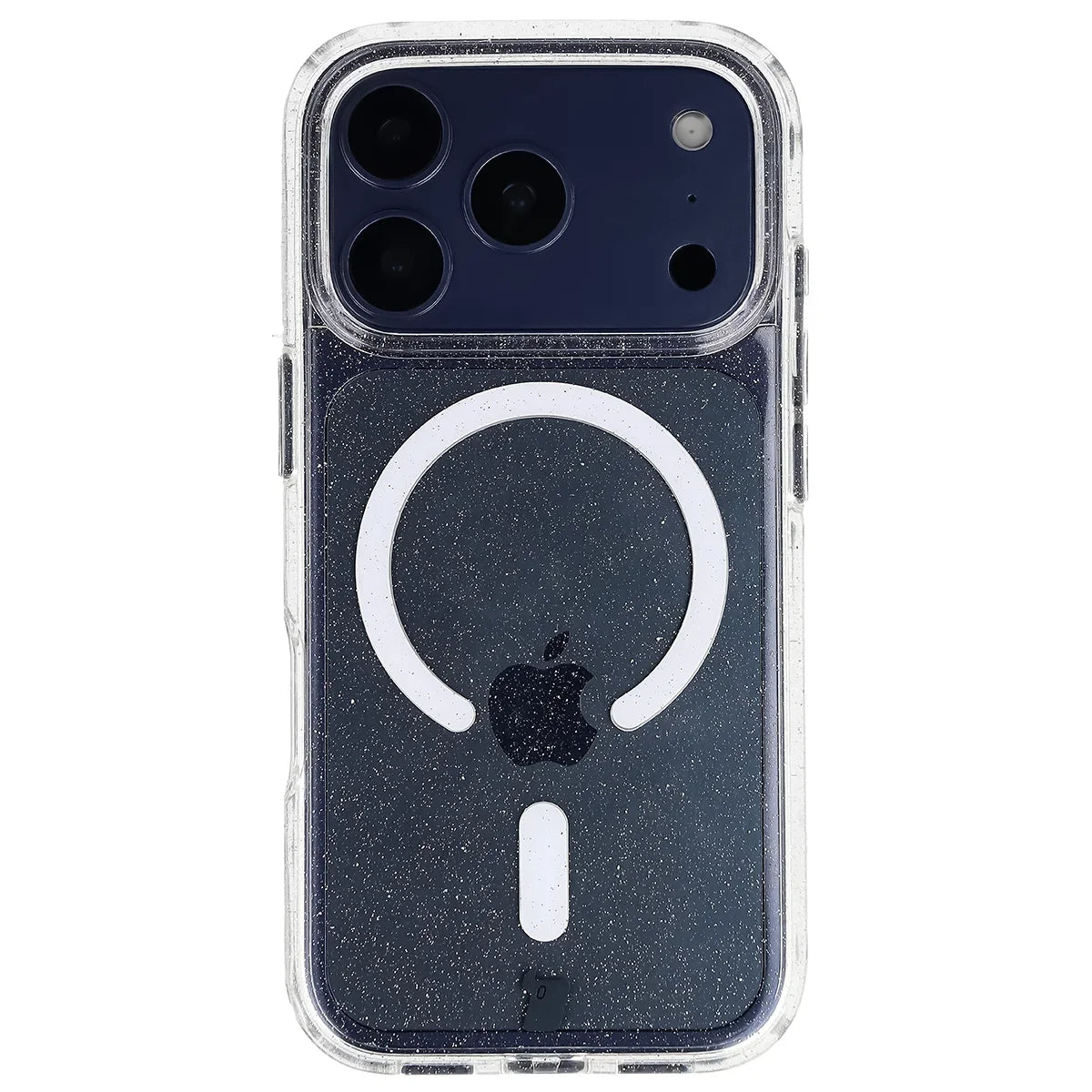 Glitzer Hülle mit Magnetring für iPhone 18 Pro / 17 Pro, Bizon Case SparklO, Transparent mit Glitzer