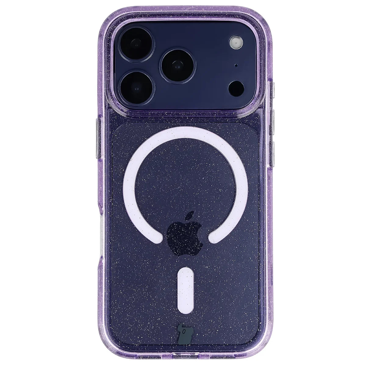 Glitzer Hülle mit Magnetring für iPhone 18 Pro / 17 Pro, Bizon Case SparklO, Transparent-Violet mit Glitzer
