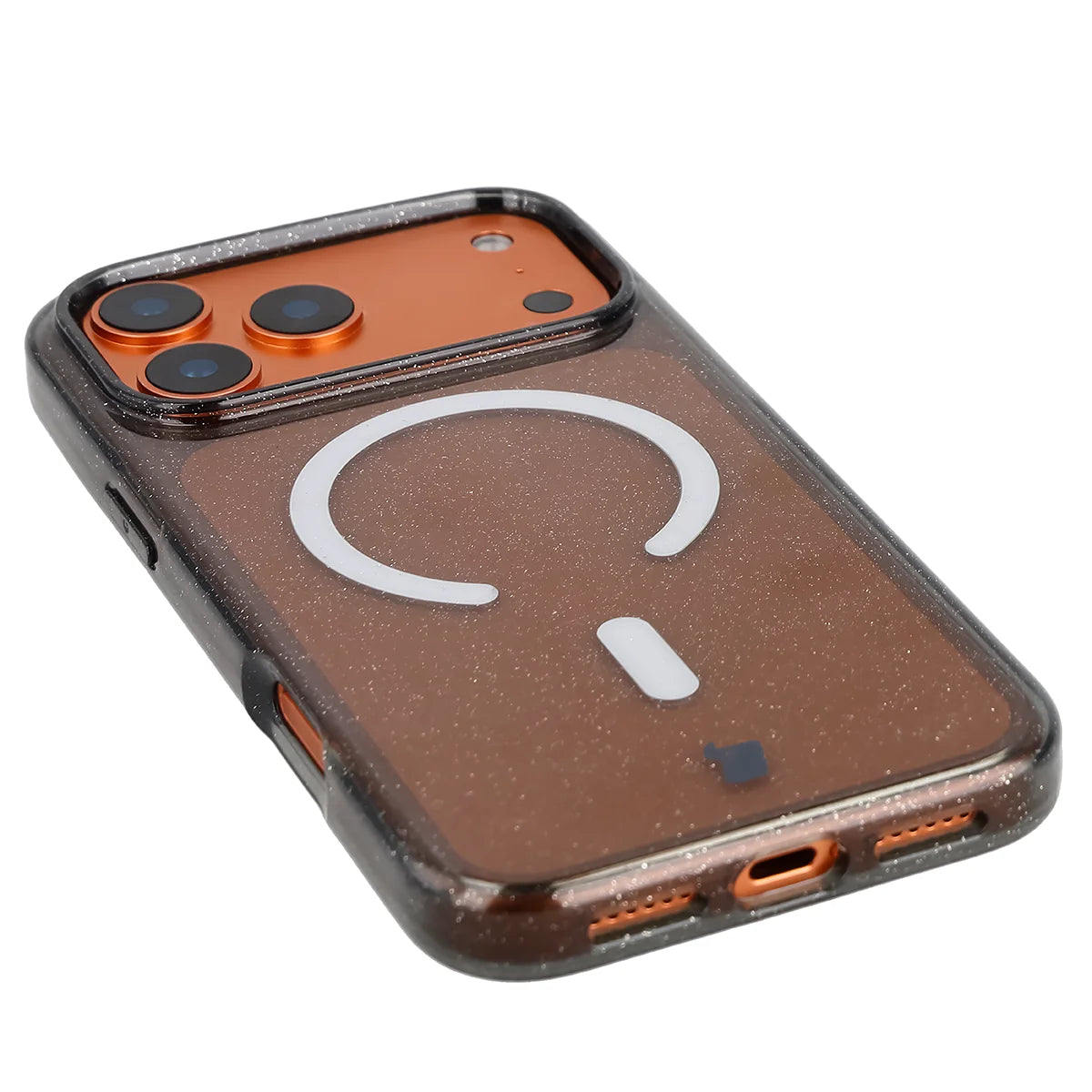 Glitzer Hülle mit Magnetring für iPhone 18 Pro Max / 17 Pro Max, Bizon Case SparklO, Transparent-Schwarz mit Glitzer