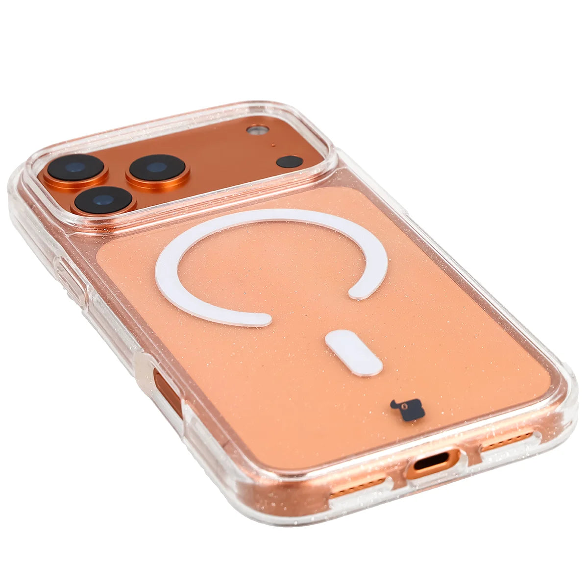Glitzer Hülle mit Magnetring für iPhone 18 Pro Max / 17 Pro Max, Bizon Case SparklO, Transparent mit Glitzer