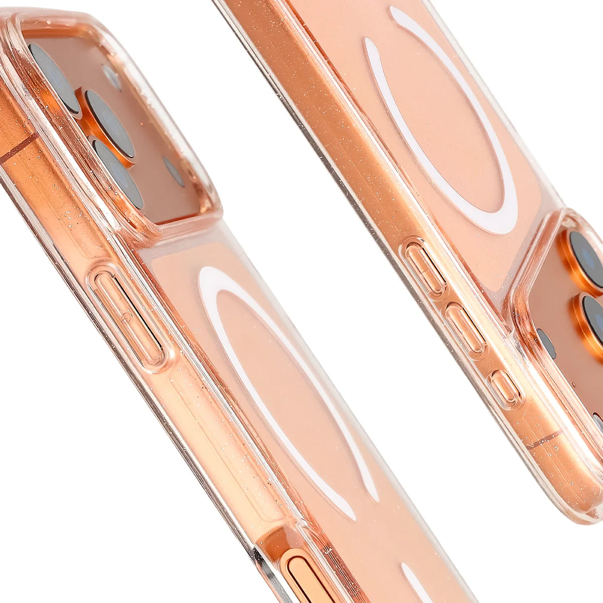 Glitzer Hülle mit Magnetring für iPhone 18 Pro Max / 17 Pro Max, Bizon Case SparklO, Transparent-Hellorange mit Glitzer