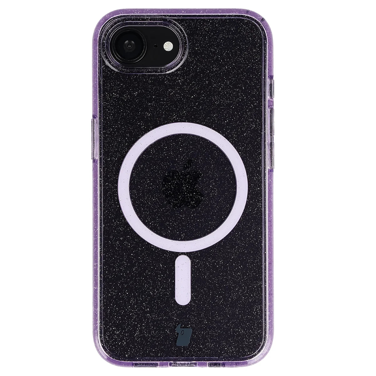 Glitzer Hülle mit Magnetring für iPhone 17e / 16e, Bizon Case SparklO, Transparent-Violet mit Glitzer