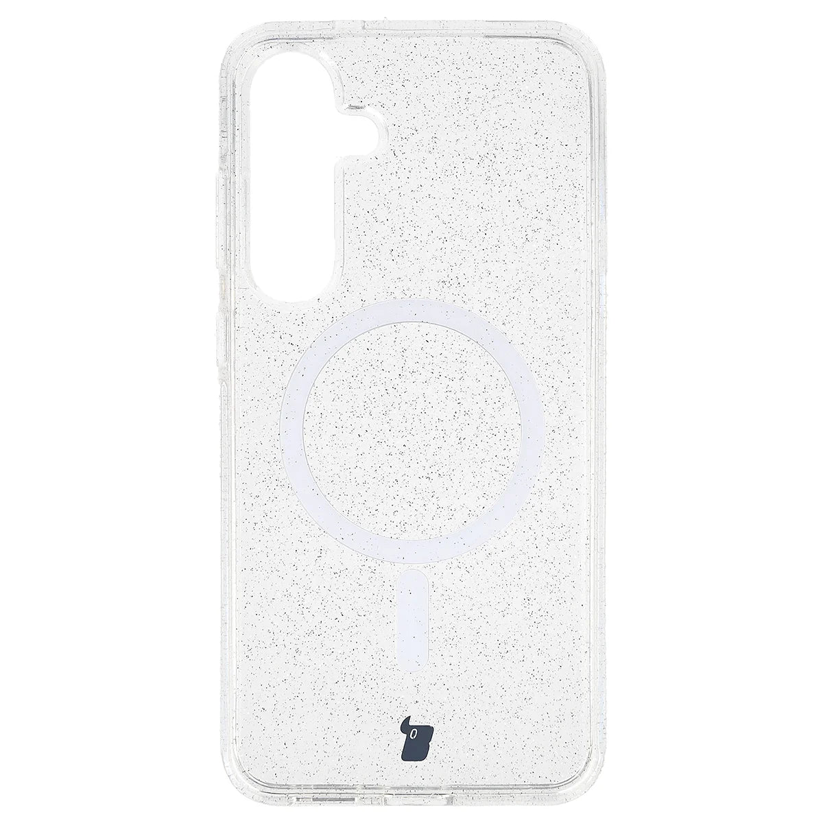Glitzer Hülle mit Magnetring für Galaxy S25 Plus / S24 Plus, Bizon Case SparklO, Transparent mit Glitzer