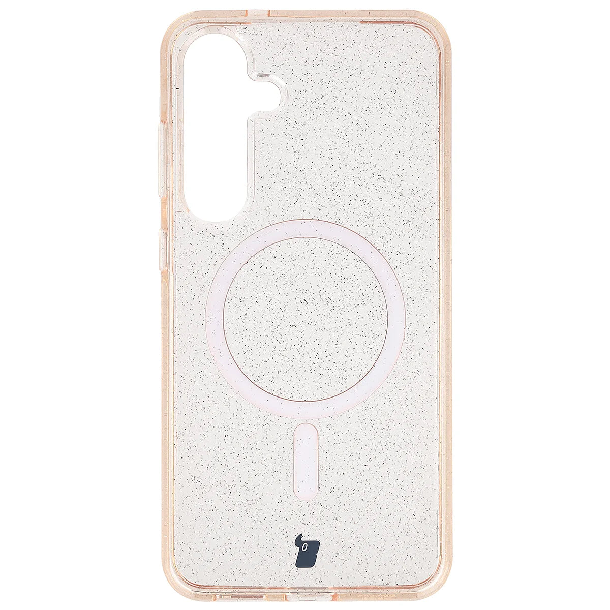 Glitzer Hülle mit Magnetring für Galaxy S25 Plus / S24 Plus, Bizon Case SparklO, Transparent-Hellorange mit Glitzer