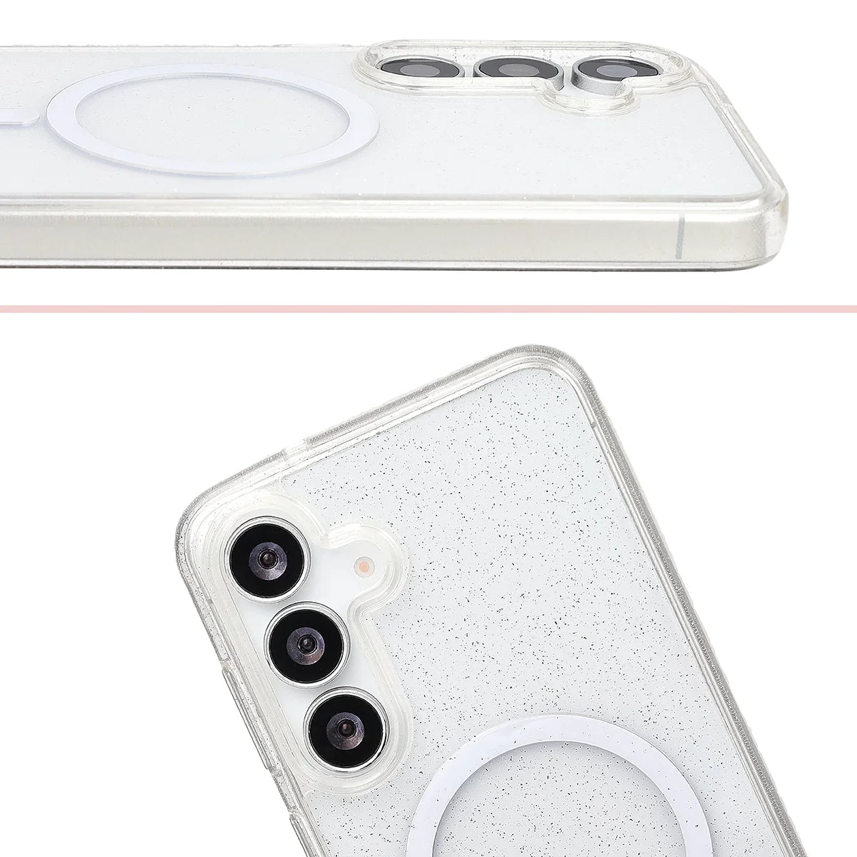 Glitzer Hülle mit Magnetring für Galaxy S26 FE / S25 FE, Bizon Case SparklO, Transparent mit Glitzer (5/6)