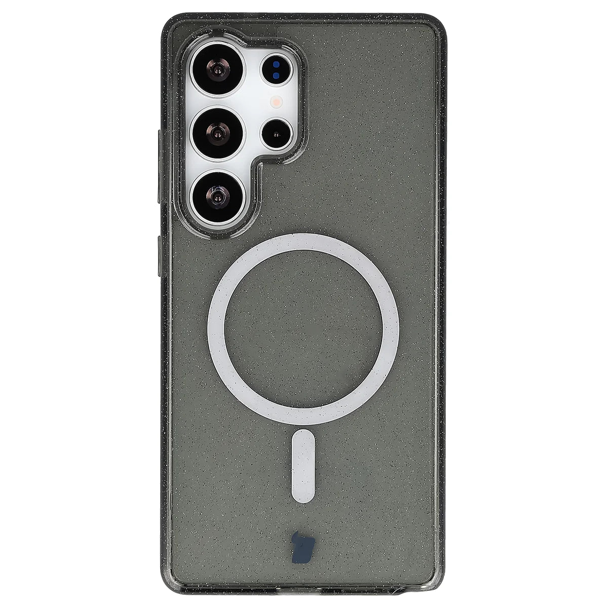 Glitzer Hülle mit Magnetring für Galaxy S25 Ultra, Bizon Case SparklO, Transparent-Schwarz mit Glitzer