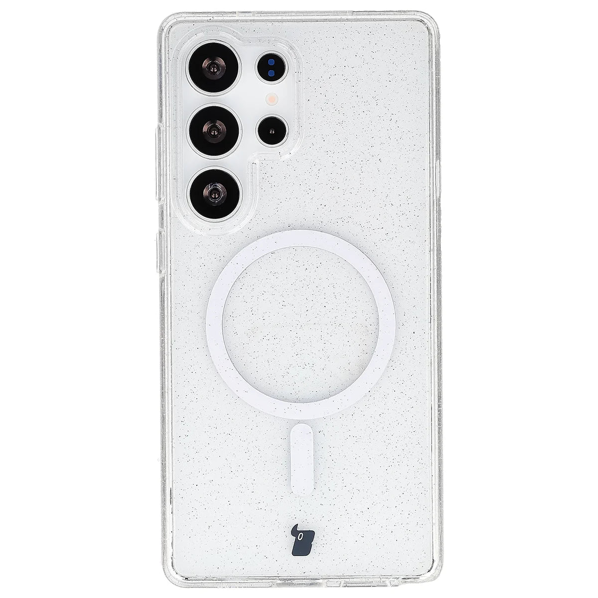 Glitzer Hülle mit Magnetring für Galaxy S25 Ultra, Bizon Case SparklO, Transparent mit Glitzer