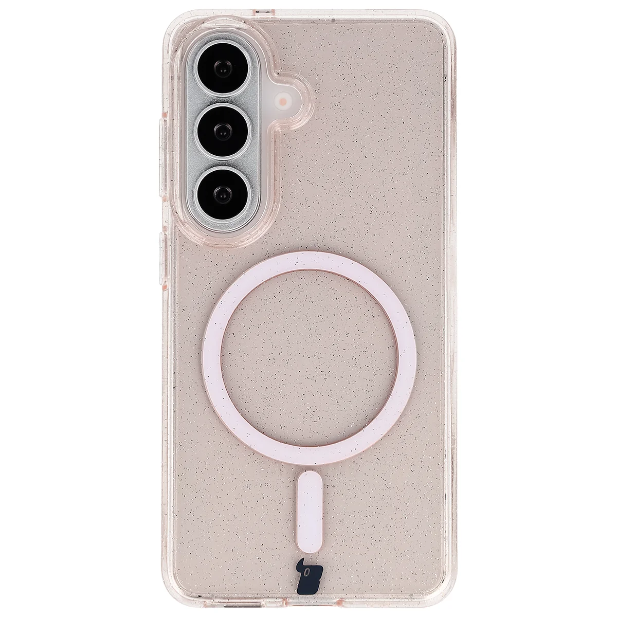 Glitzer Hülle mit Magnetring für Galaxy S26, Bizon Case SparklO, Transparent-Hellorange mit Glitzer