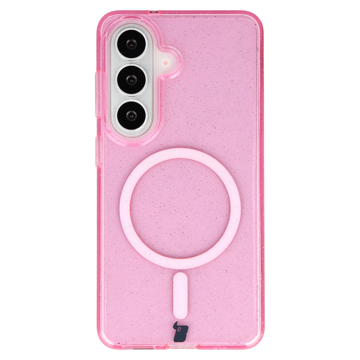 Glitzer Hülle mit Magnetring für Galaxy S26, Bizon Case SparklO, Transparent-Rosa mit Glitzer